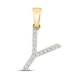 Diamond Letter Initial Y Pendant 10k Yellow Gold 1/8cttw